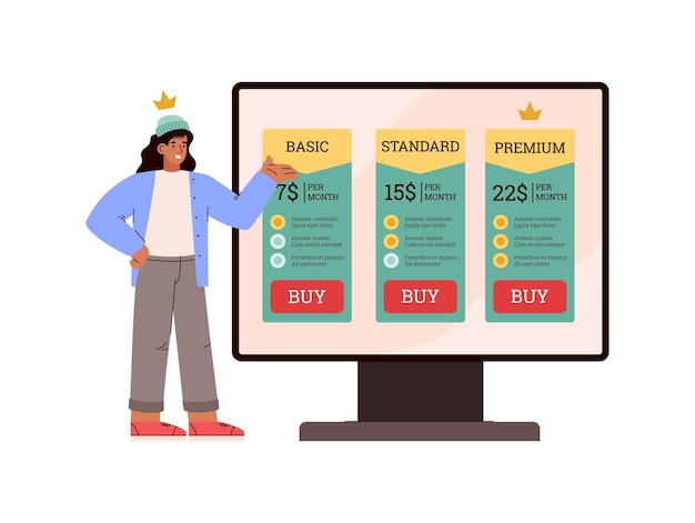 selection of pricing plans